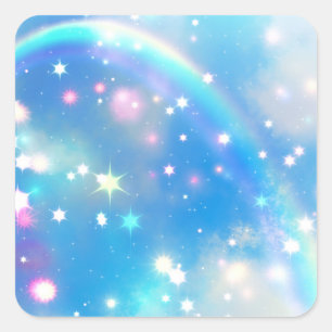 Dreamy Sparkle Rainbow Unicorn Sky Square Sticker