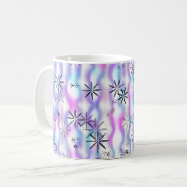 Dreamy Starburst Waves Pattern Coffee Mug (Front Left)