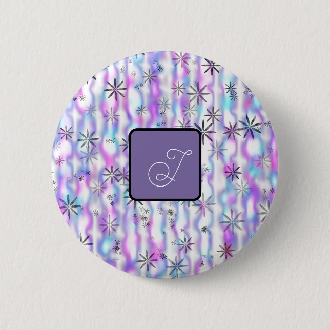 Dreamy Starburst Waves Pattern Personalised 6 Cm Round Badge (Front)