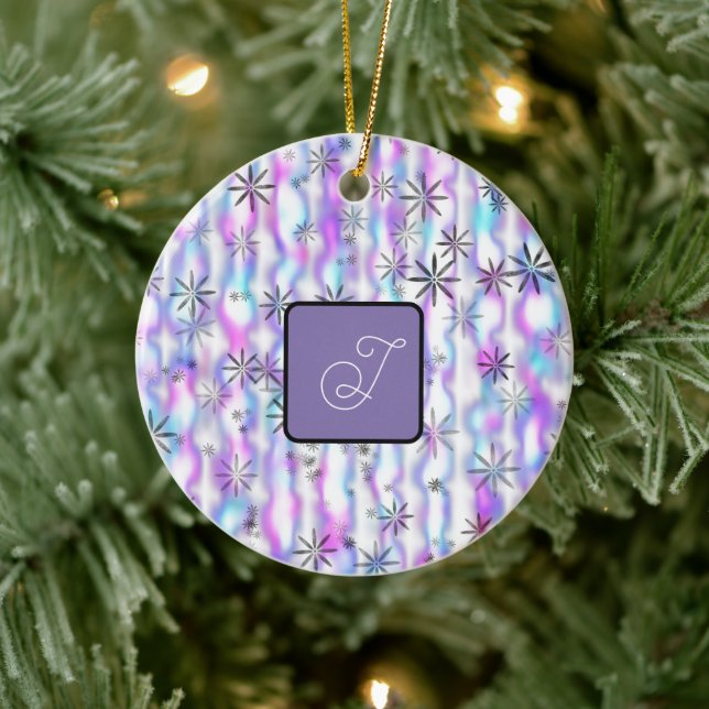Dreamy Starburst Waves Pattern Personalised Ceramic Tree Decoration (Tree)