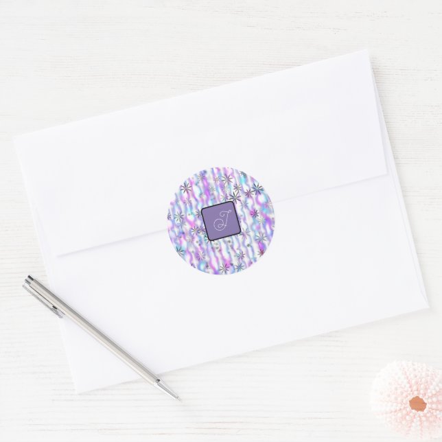 Dreamy Starburst Waves Pattern Personalised Classic Round Sticker (Envelope)