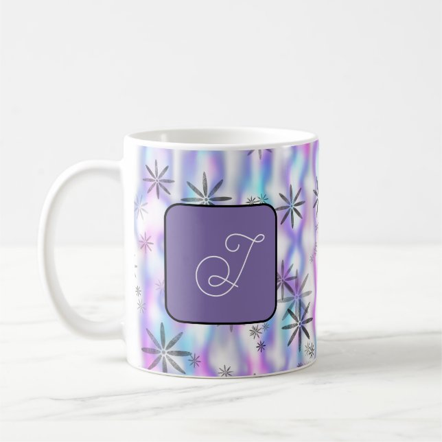 Dreamy Starburst Waves Pattern Personalised Coffee Mug (Left)