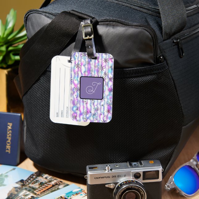Dreamy Starburst Waves Pattern Personalised Luggage Tag (Front & Back)
