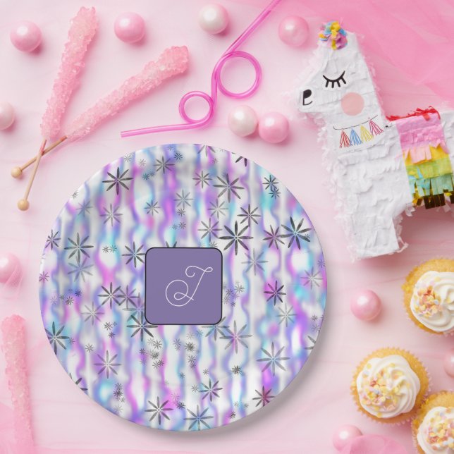 Dreamy Starburst Waves Pattern Personalised Paper Plate (Party)
