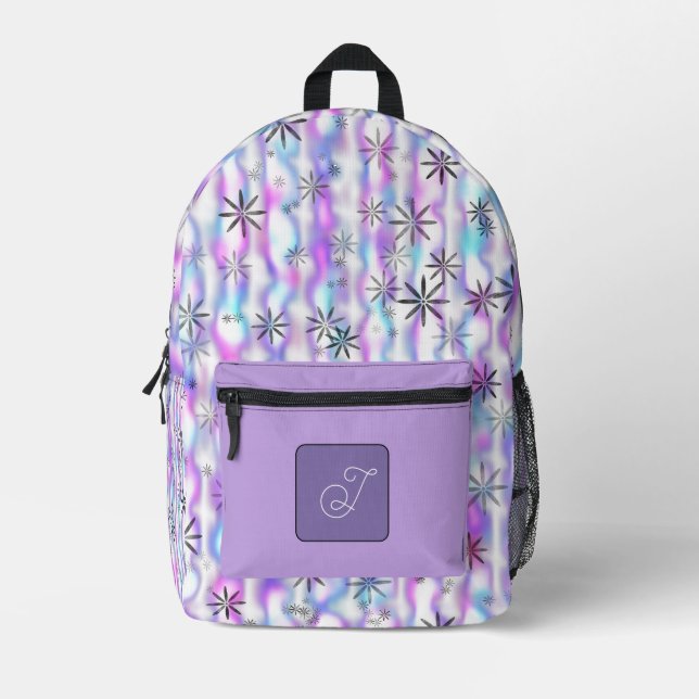 Dreamy Starburst Waves Pattern Personalised  Printed Backpack (Front)