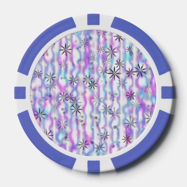 Dreamy Starburst Waves Pattern Poker Chips (Front)