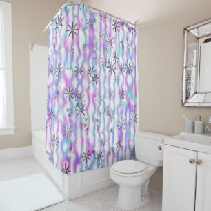 Dreamy Starburst Waves Pattern Shower Curtain