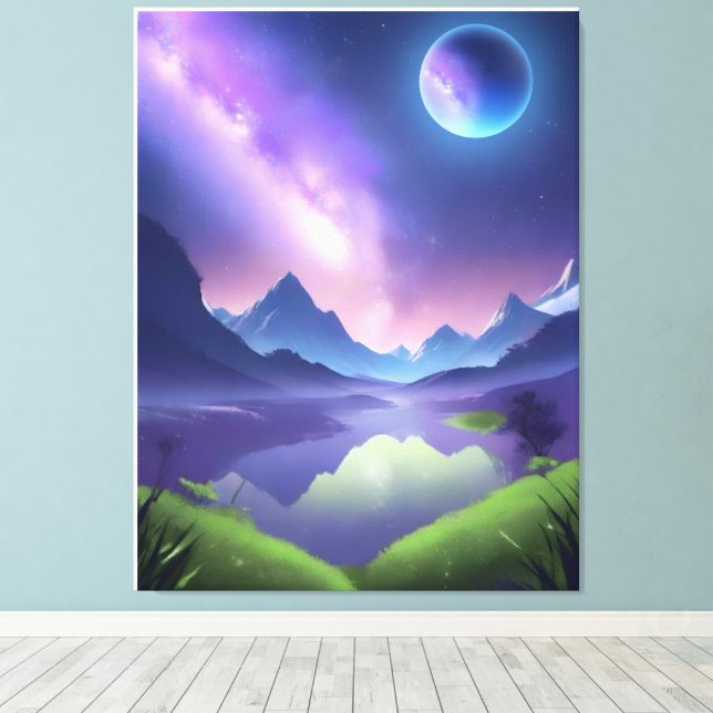 Dreamy Starry Night Canvas Print (Insitu(Wood Floor))