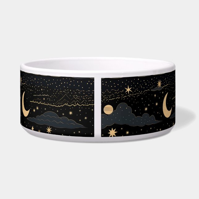 Dreamy Starry Night Sky Pet Bowl (Back)