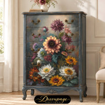 Dreamy Sunflower Lotus Floral Decoupage