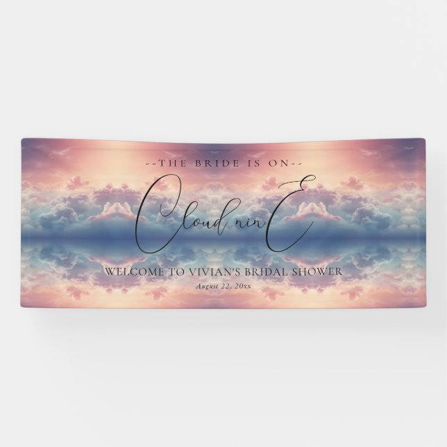 Dreamy Sunset Cloud Nine Bridal Shower Welcome Banner (Horizontal)