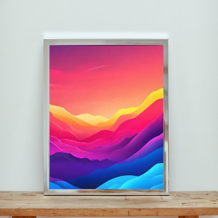 Dreamy Sunset Over Mountain Silhouettes Photo Print