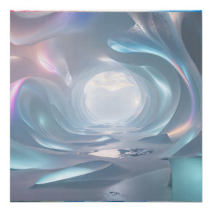 Dreamy Surreal Ice Tunnel Futuristic Fantasy Lands Poster