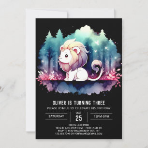 Dreamy Sweet Lion Birthday Invitation