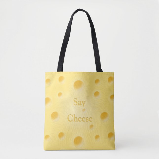 Dreamy Swiss Cheese Whimsical Customisable Tote Bag (Front)