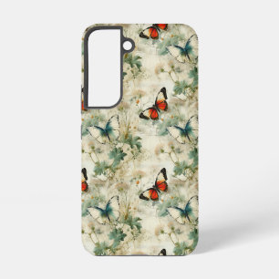 Dreamy Teal Butterfly Cottage Garden Floral Samsung Galaxy Case