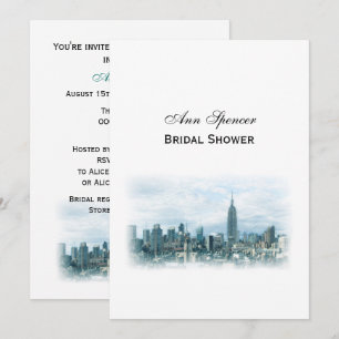 Dreamy Teal NYC Skyline Bridal Shower V Invitation
