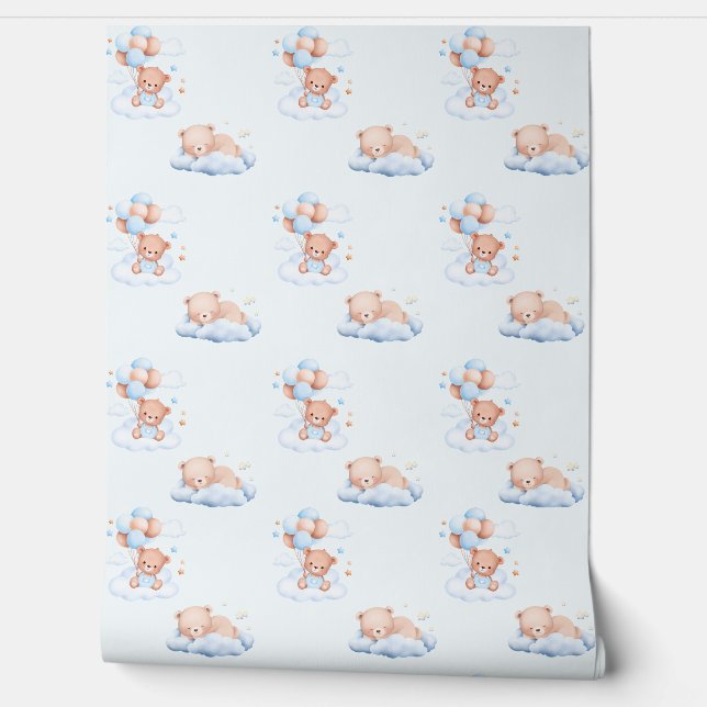 Dreamy Teddy Bear Nursery Wallpaper (Unrolling)