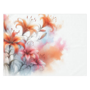 Dreamy Tiger Lily Watercolor Tablecloth