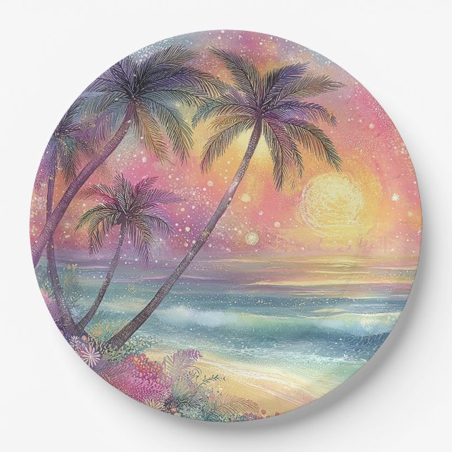 Dreamy tropical beachscape paper plate (Front)
