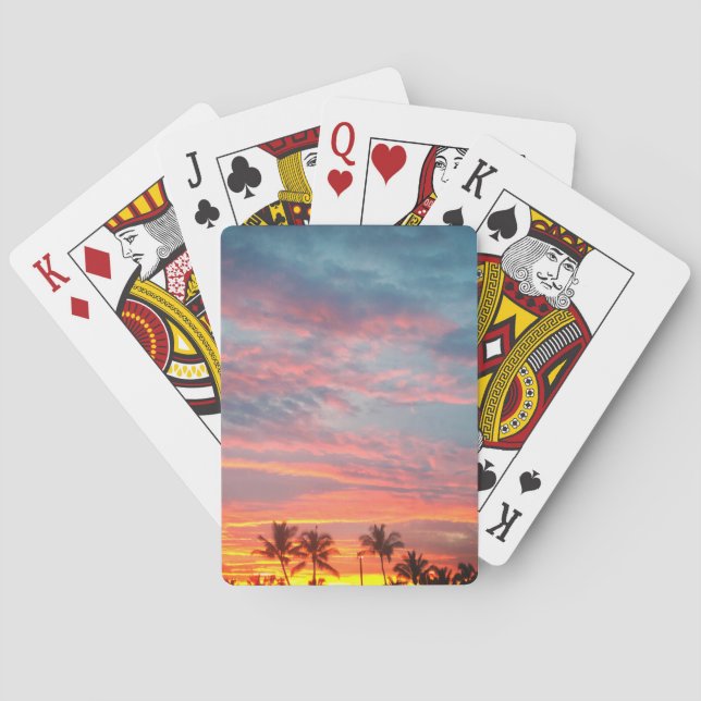 Dreamy tropical sunset playing cards (Back)