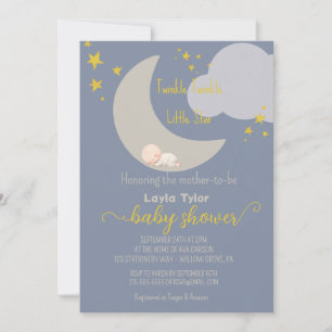 Dreamy Twinkle Twinkle Little Star Baby Shower Invitation