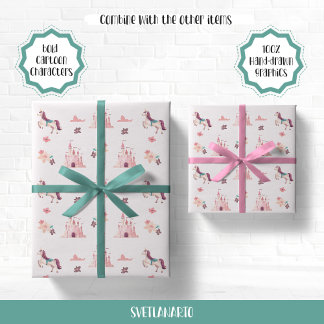 Dreamy Unicorn and Castles Wrapping Paper