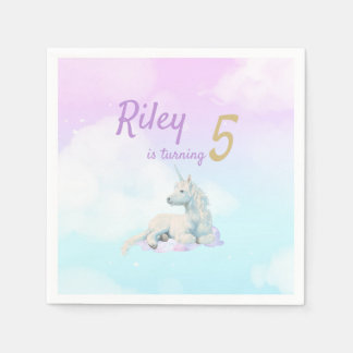 Dreamy Unicorn Girl Birthday Party Napkins