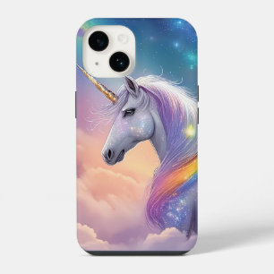 Dreamy Unicorn Glitter Pastel Galaxy Cosmic Clouds iPhone 14 Case