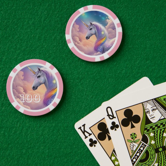 Dreamy Unicorn Glitter Pastel Galaxy Cosmic Clouds Poker Chips (Poker Table (Double))