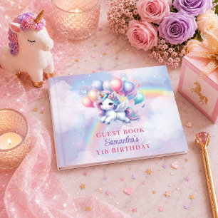 Dreamy Unicorn Pink Purple Girl Birthday Guest Boo Book