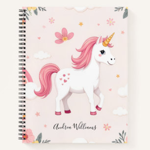 Dreamy Unicorns, Rainbows, Flowers, Cute Notebook
