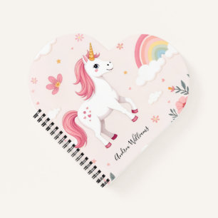 Dreamy Unicorns, Rainbows, Flowers, Heart Notebook
