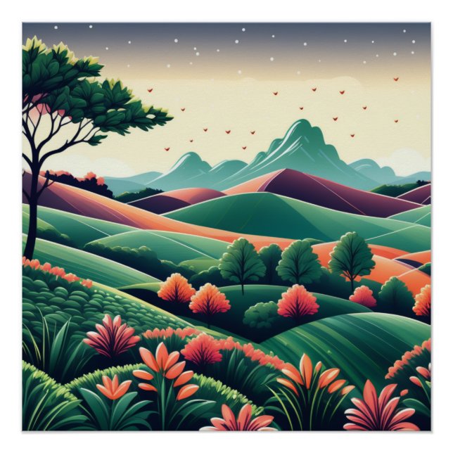  Dreamy Van Gogh Inspired Landscape Poster (Front)