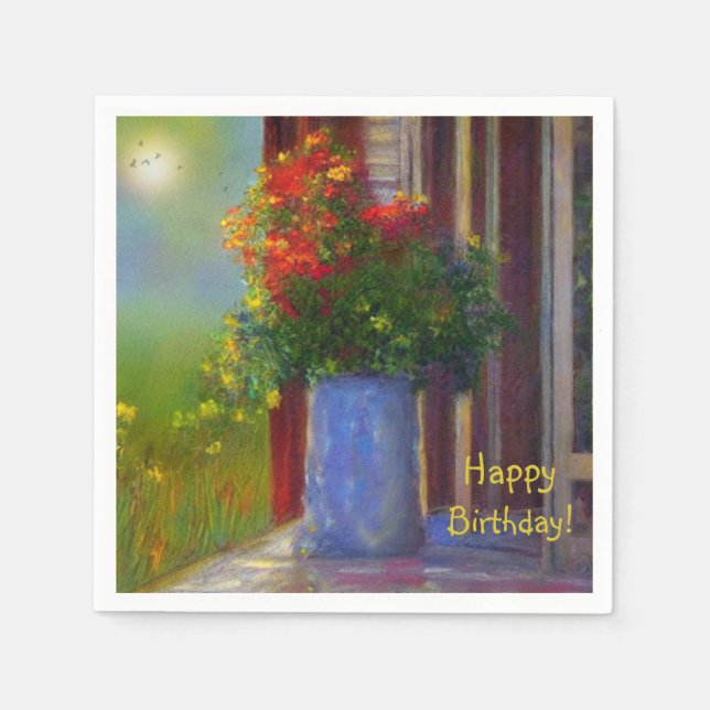 Dreamy Vase Of Flowers Napkin (Front)
