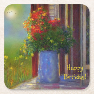 Dreamy Vase Of Flowers Party Coasters