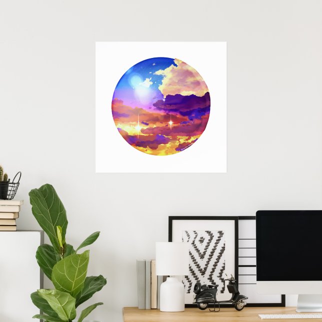 Dreamy Vibrant Sunset Sky Wall Art Print (Home Office)