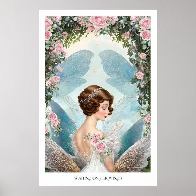 Dreamy Vintage Inspired Rose Fairy  Poster (Front)