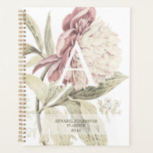Dreamy vintage peony personalised Planner