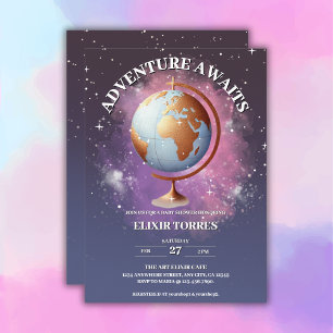 Dreamy Watercolor Adventure Awaits Baby Shower Invitation