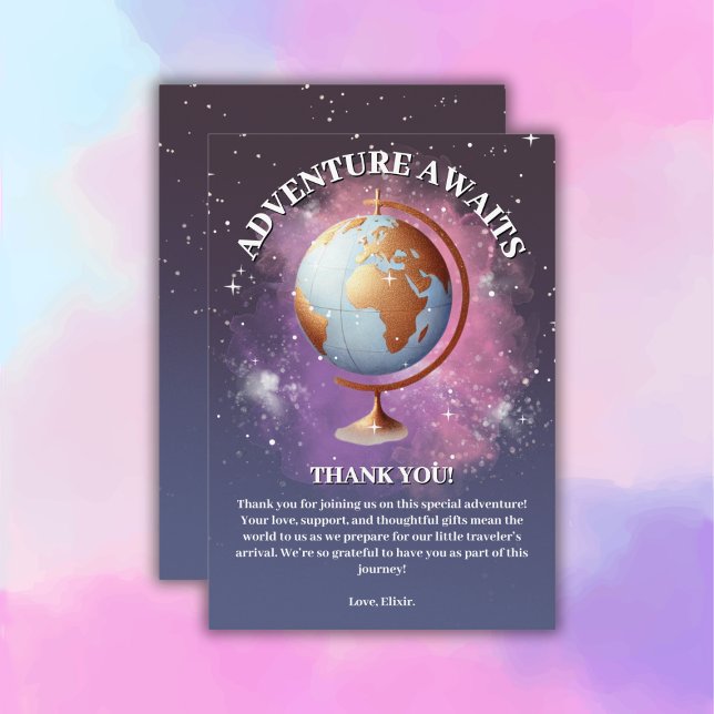 Dreamy Watercolor Adventure Awaits Baby Shower Thank You Card (Creator Uploaded)