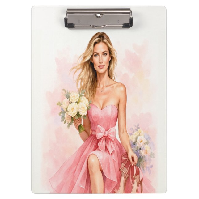 Dreamy Watercolor Bride Clipboard (Front)
