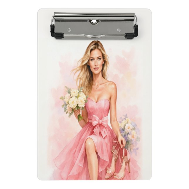 Dreamy Watercolor Bride Mini Clipboard (Front)