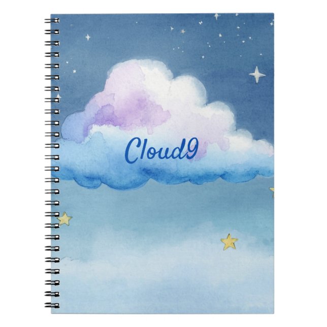 Dreamy Watercolor Cloud9 Starry Sky Notebook (Front)