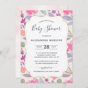 Dreamy Watercolor Floral   Baby Shower Invitation