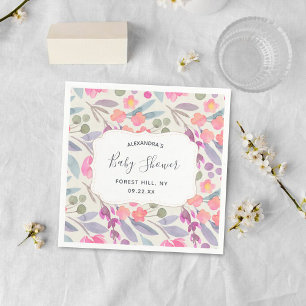 Dreamy Watercolor Floral   Baby Shower Napkin