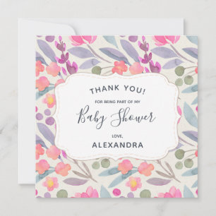 Dreamy Watercolor Floral   Baby Shower Thank You Card