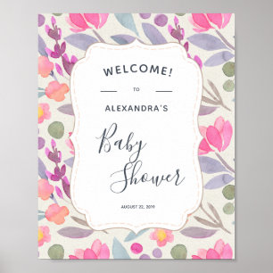 Dreamy Watercolor Floral   Baby Shower Welcome Poster