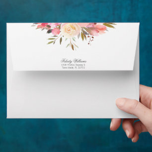 Dreamy Watercolor Floral Bouquet Wedding Envelope