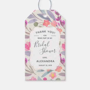 Dreamy Watercolor Floral Bridal Shower Thank You Gift Tags